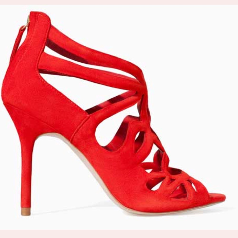 ZARA Red Sandals Size 39/8 Caged style NWT